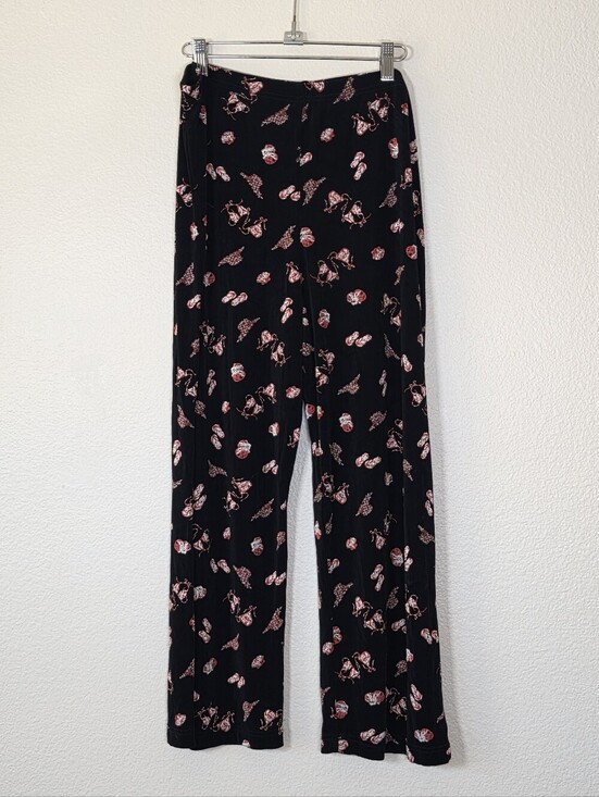 Coldwater Creek Pants - Coldwater Creek Beach Print Black Wide Leg Pants L